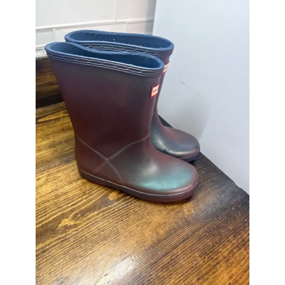 Hunter Purple Shimmer Rain Boots‎ Girls Size 11